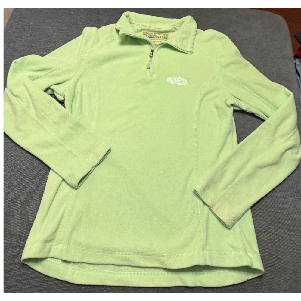 Old Guys Rule Lime Green Quarter Zip Fleece Pullover‎ Sweater Womens Small